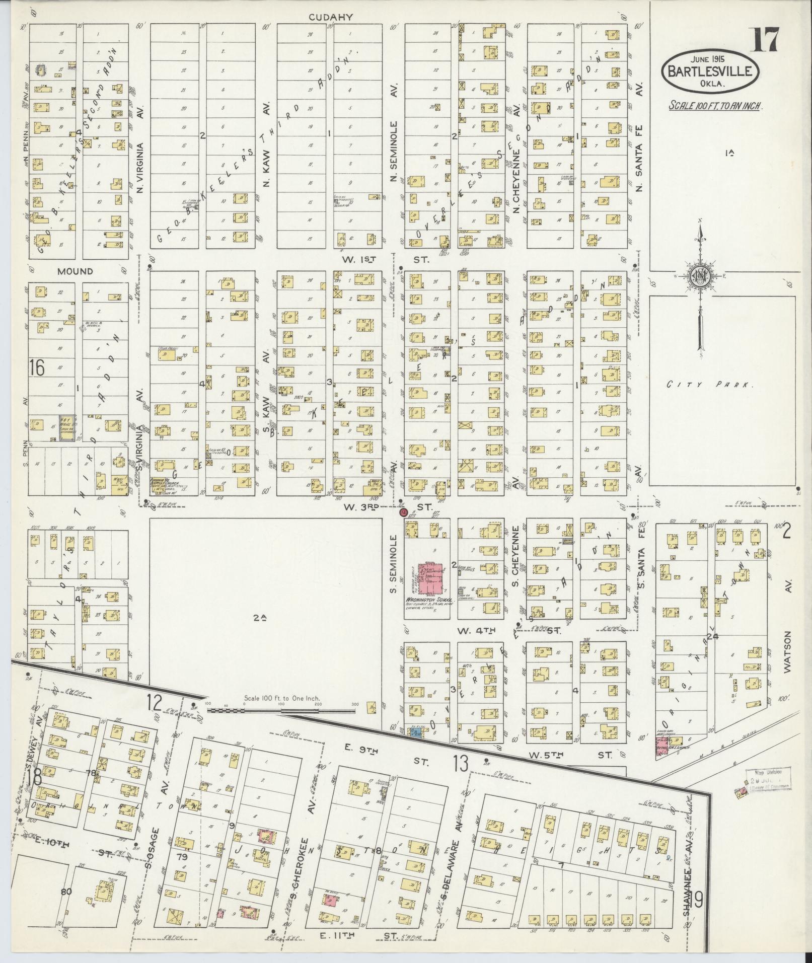 Sanborn Fire Insurance Map from Bartlesville, Washington County, Oklahoma (1915), Sheet #0017 - Complete Map Set gallery image, historic Sanborn map, vintage wall art, Oklahoma Oklahoma