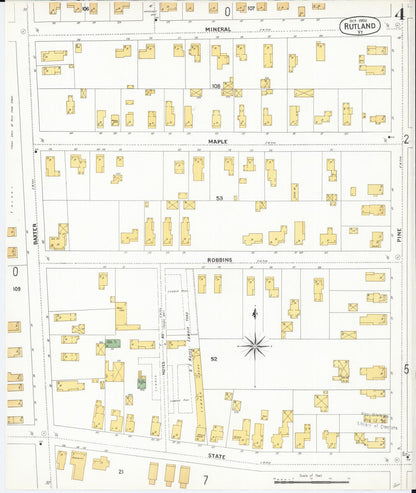 Sanborn Fire Insurance Map from Rutland, Rutland County, Vermont (1900), Sheet #0004 - Complete Map Set gallery image, historic Sanborn map, vintage wall art, Vermont Vermont