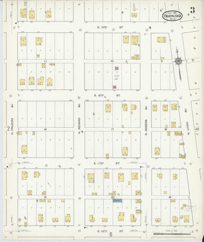 Sanborn Fire Insurance Map from Pawhuska, Osage County, Oklahoma (1916), Sheet #0003 - Complete Map Set gallery image, historic Sanborn map, vintage wall art, Oklahoma Oklahoma