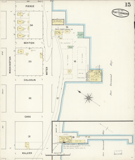 Sanborn Fire Insurance Map from Port Townsend, Jefferson County, Washington (1891), Sheet #0015 - Historic Sanborn Fire Insurance Map Print, vintage old map wall art, antique decor, genealogy gift, Washington Washington map