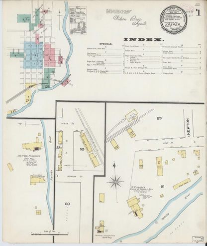 Sanborn Fire Insurance Map from Jasper, Dubois County, Indiana (1892), Sheet #0001 - Complete Map Set gallery image, historic Sanborn map, vintage wall art, Indiana Indiana