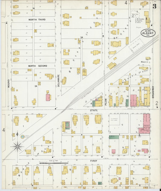 Sanborn Fire Insurance Map from Albany, Delaware County, Indiana (1899), Sheet #0003 - Historic Sanborn Fire Insurance Map Print, vintage old map wall art, antique decor, genealogy gift, Albany Delaware map