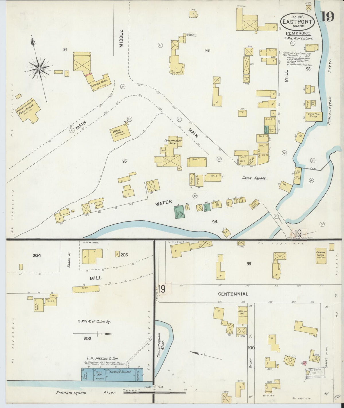 Sanborn Fire Insurance Map from Eastport, Washington County, Maine (1903), Sheet #0019 - Complete Map Set gallery image, historic Sanborn map, vintage wall art, Maine Maine