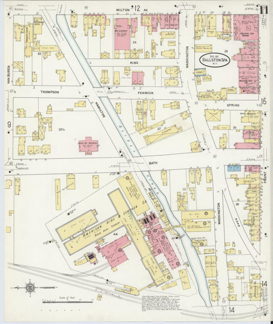 Sanborn Fire Insurance Map from Ballston Spa, Saratoga County, New York (1911), Sheet #0011 - Historic Sanborn Fire Insurance Map Print, vintage old map wall art, antique decor, genealogy gift, New York New York map