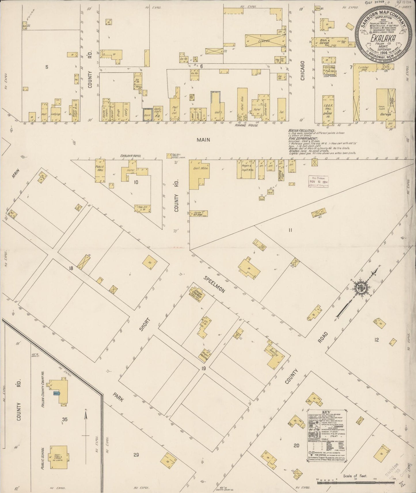 Sanborn Fire Insurance Map from Ekalaka, Carter County, Montana (1914), Sheet #0001 - Historic Sanborn Fire Insurance Map Print, vintage old map wall art, antique decor, genealogy gift, Montana Montana map