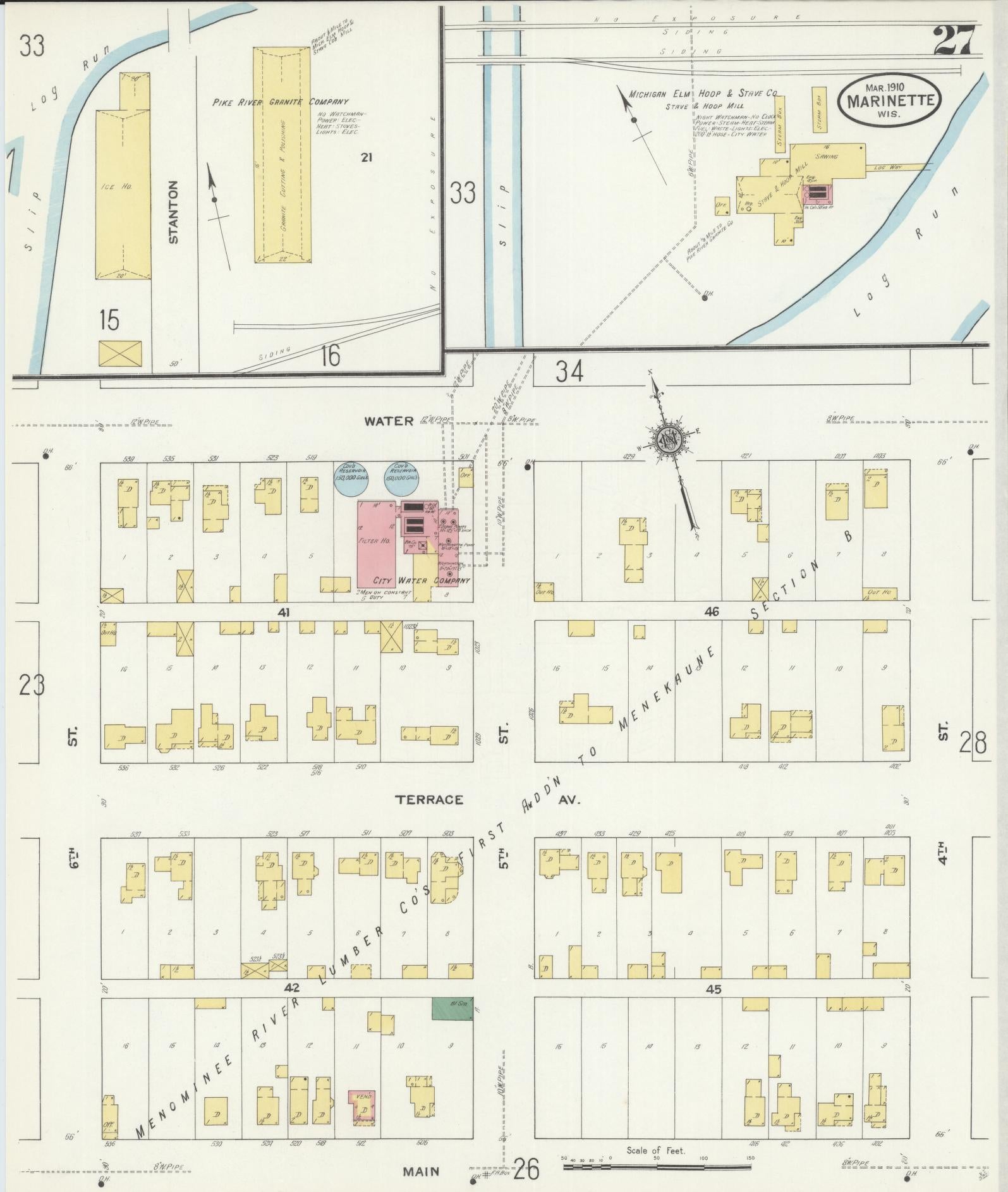 Sanborn Fire Insurance Map from Marinette, Marinette County, Wisconsin (1910), Sheet #0027 - Complete Map Set gallery image, historic Sanborn map, vintage wall art, Wisconsin Wisconsin