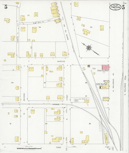 Sanborn Fire Insurance Map from Timpson, Shelby County, Texas (1927), Sheet #0005 - Historic Sanborn Fire Insurance Map Print, vintage old map wall art, antique decor, genealogy gift, Texas Texas map