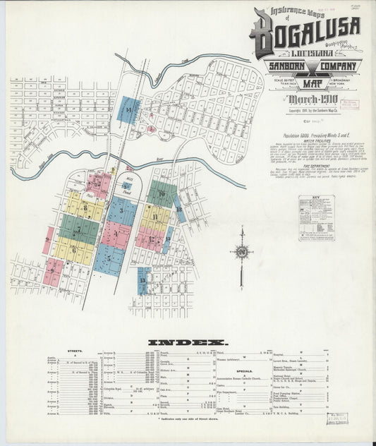 Sanborn Fire Insurance Map from Bogalusa, Washington Parish, Louisiana (1910), Sheet #0001 - Complete Map Set gallery image, historic Sanborn map, vintage wall art, Louisiana Louisiana