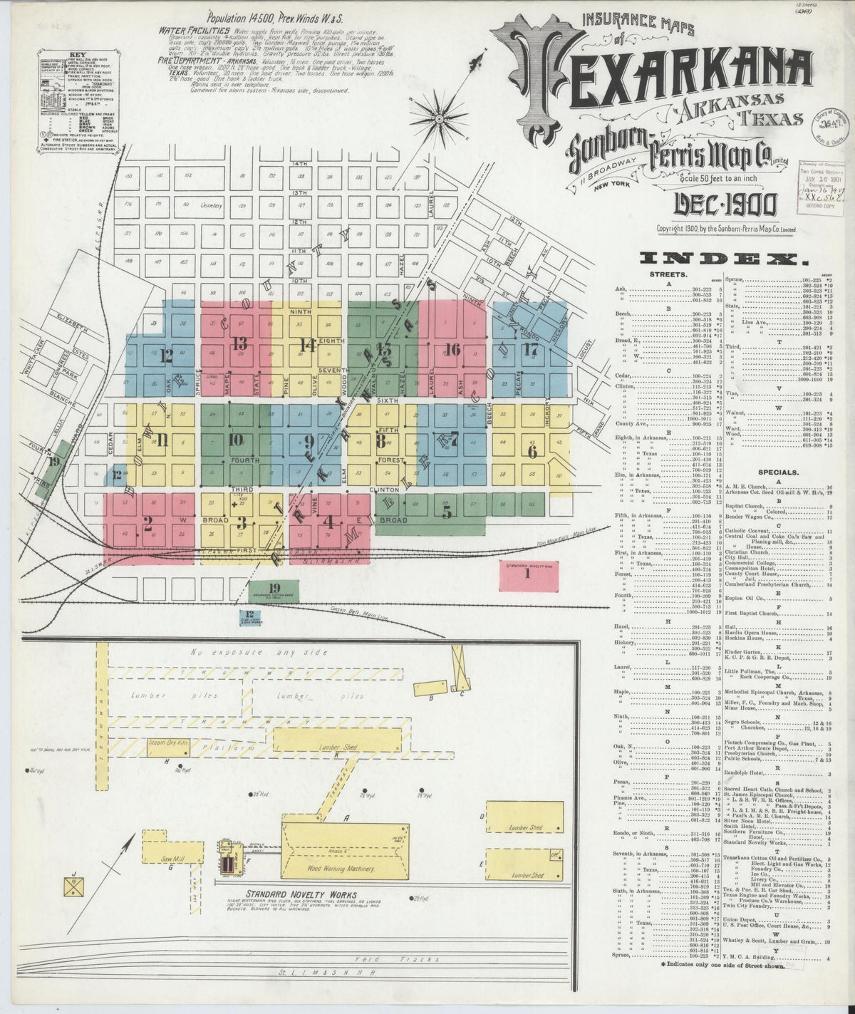 Sanborn Fire Insurance Map from Texarkana, Bowie County, Texas (1900), Sheet #0001 - Complete Map Set gallery image, historic Sanborn map, vintage wall art, Texas Texas