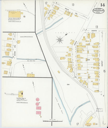 Sanborn Fire Insurance Map from Parkersburg, Wood County, West Virginia (1909), Sheet #0014 - Complete Map Set gallery image, historic Sanborn map, vintage wall art, West Virginia West Virginia