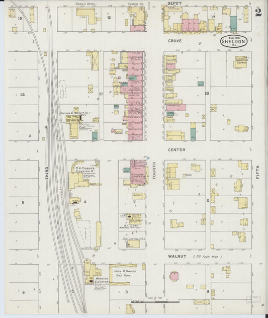 Sanborn Fire Insurance Map from Sheldon, Iroquois County, Illinois (1895), Sheet #0002 - Historic Sanborn Fire Insurance Map Print, vintage old map wall art, antique decor, genealogy gift, Illinois Illinois map
