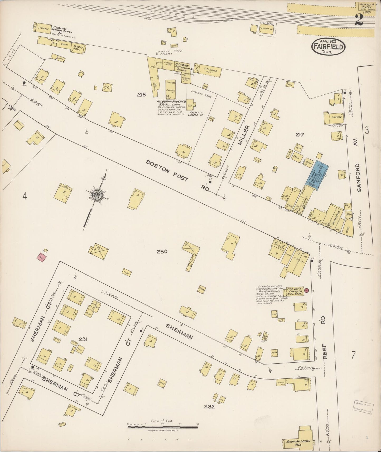 Sanborn Fire Insurance Map from Fairfield, Fairfield County, Connecticut (1922), Sheet #0002 - Complete Map Set gallery image, historic Sanborn map, vintage wall art, Connecticut Connecticut