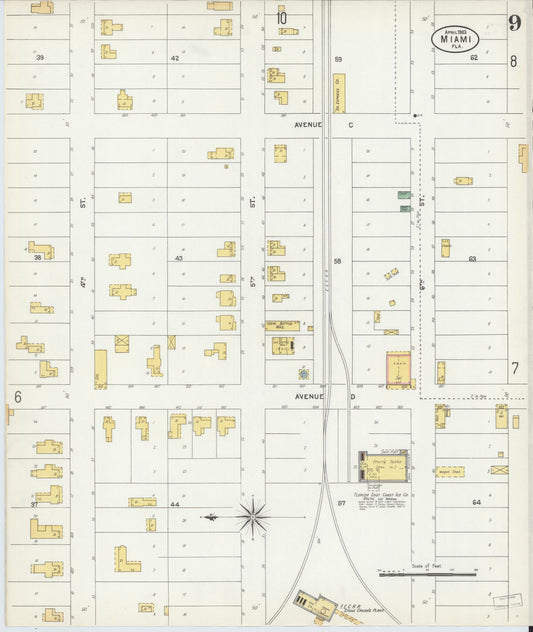 Sanborn Fire Insurance Map from Miami, Dade County, Florida (1903), Sheet #0009 - Historic Sanborn Fire Insurance Map Print, vintage old map wall art, antique decor, genealogy gift, Florida Florida map