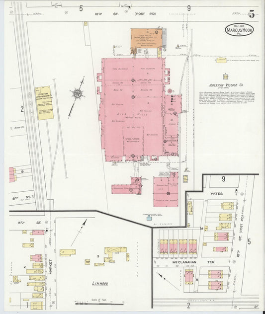 Sanborn Fire Insurance Map from Marcus Hook, Chester County, Pennsylvania (1912), Sheet #0005 - Historic Sanborn Fire Insurance Map Print, vintage old map wall art, antique decor, genealogy gift, Pennsylvania Pennsylvania map