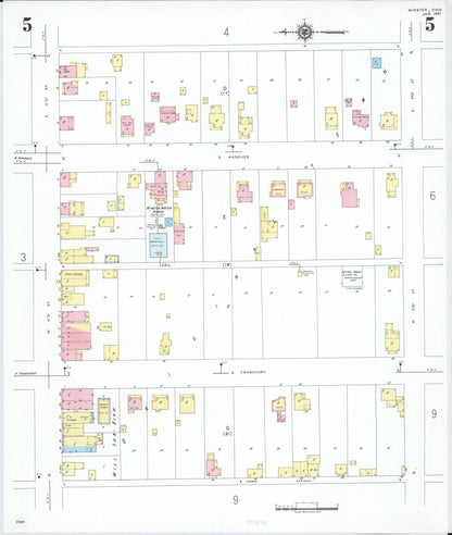 Sanborn Fire Insurance Map from Minster, Auglaize County, Ohio (1951), Sheet #0005 - Historic Sanborn Fire Insurance Map Print, vintage old map wall art, antique decor, genealogy gift, Ohio Ohio map
