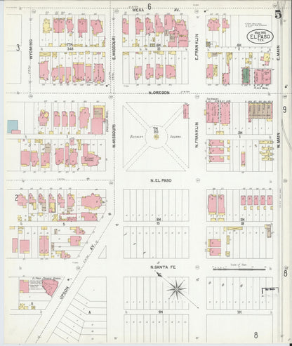 Sanborn Fire Insurance Map from El Paso, El Paso County, Texas (1902), Sheet #0005 - Complete Map Set gallery image, historic Sanborn map, vintage wall art, Texas Texas
