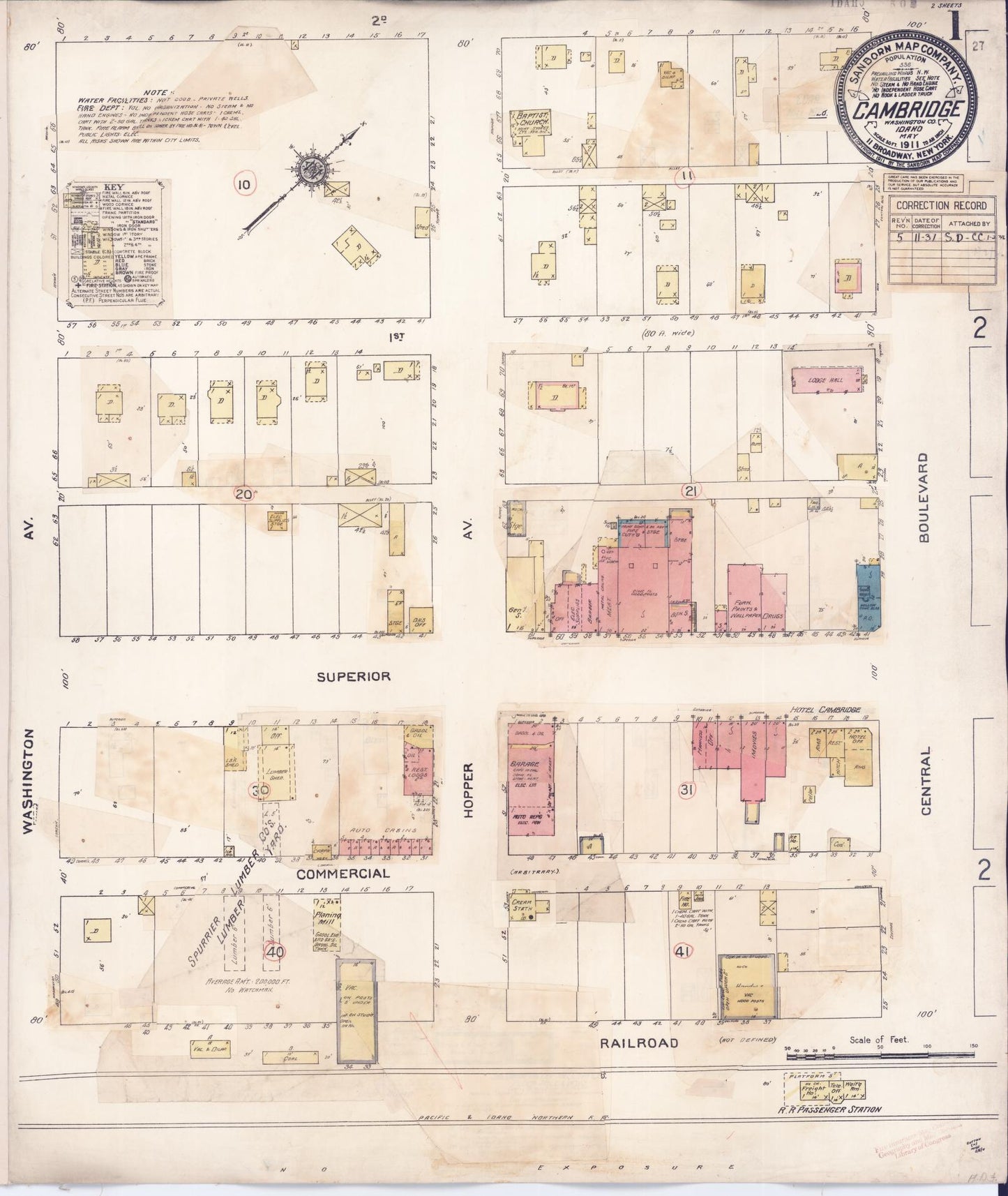 Sanborn Fire Insurance Map from Cambridge, Washington County, Idaho (1931), Sheet #0001 - Complete Map Set gallery image, historic Sanborn map, vintage wall art, Idaho Idaho