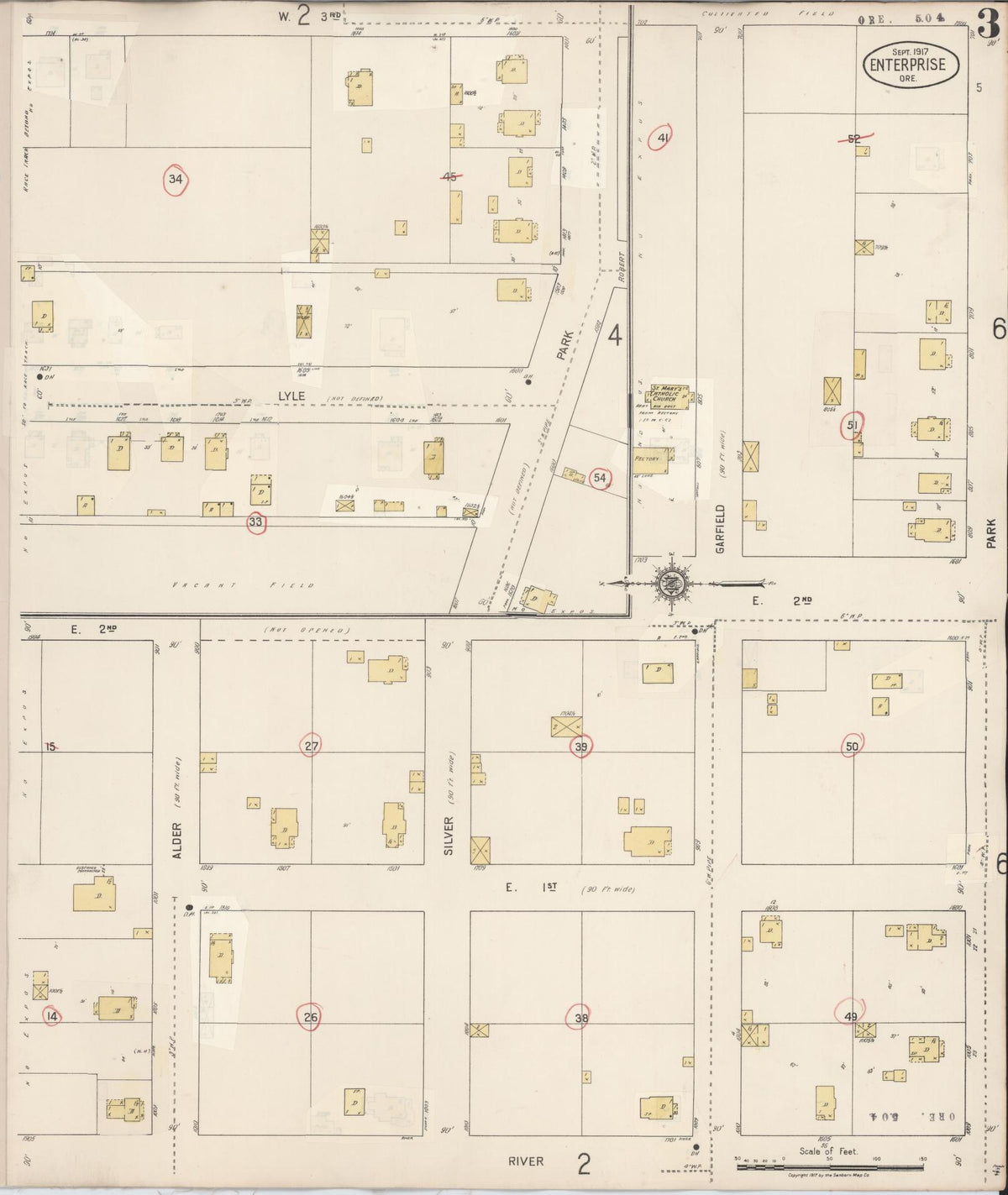 Sanborn Fire Insurance Map from Enterprise, Wallowa County, Oregon (1941), Sheet #0003 - Historic Sanborn Fire Insurance Map Print, vintage old map wall art, antique decor, genealogy gift, Oregon Oregon map