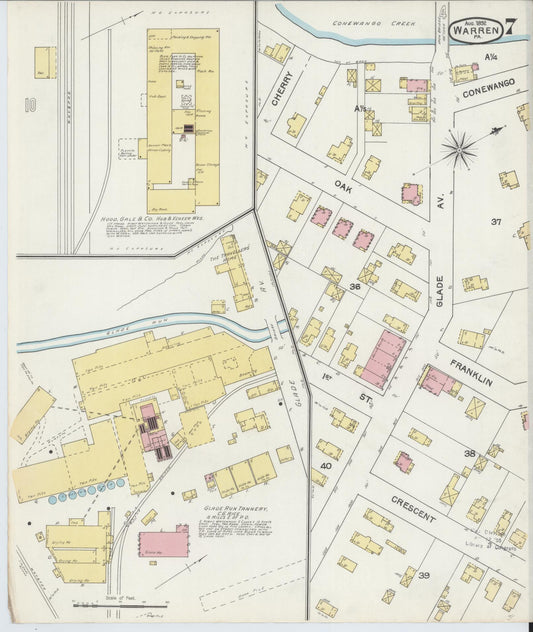 Sanborn Fire Insurance Map from Warren, Warren County, Pennsylvania (1892), Sheet #0007 - Historic Sanborn Fire Insurance Map Print, vintage old map wall art, antique decor, genealogy gift, Pennsylvania Pennsylvania map