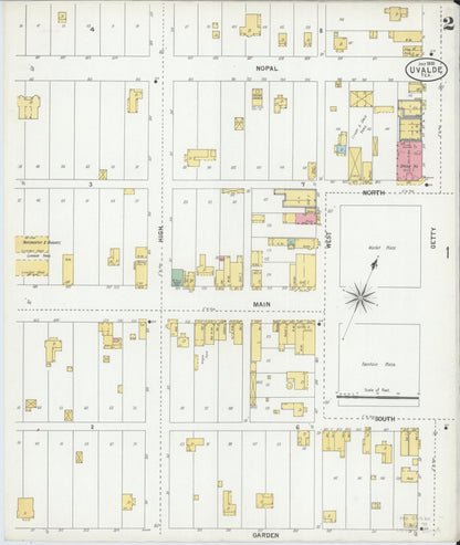 Sanborn Fire Insurance Map from Uvalde, Uvalde County, Texas (1900), Sheet #0002 - Complete Map Set gallery image, historic Sanborn map, vintage wall art, Texas Texas