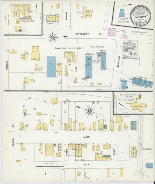 Sanborn Fire Insurance Map from Sewanee, Franklin County, Tennessee. (1907) – Historic Sanborn Fire Insurance Map Print