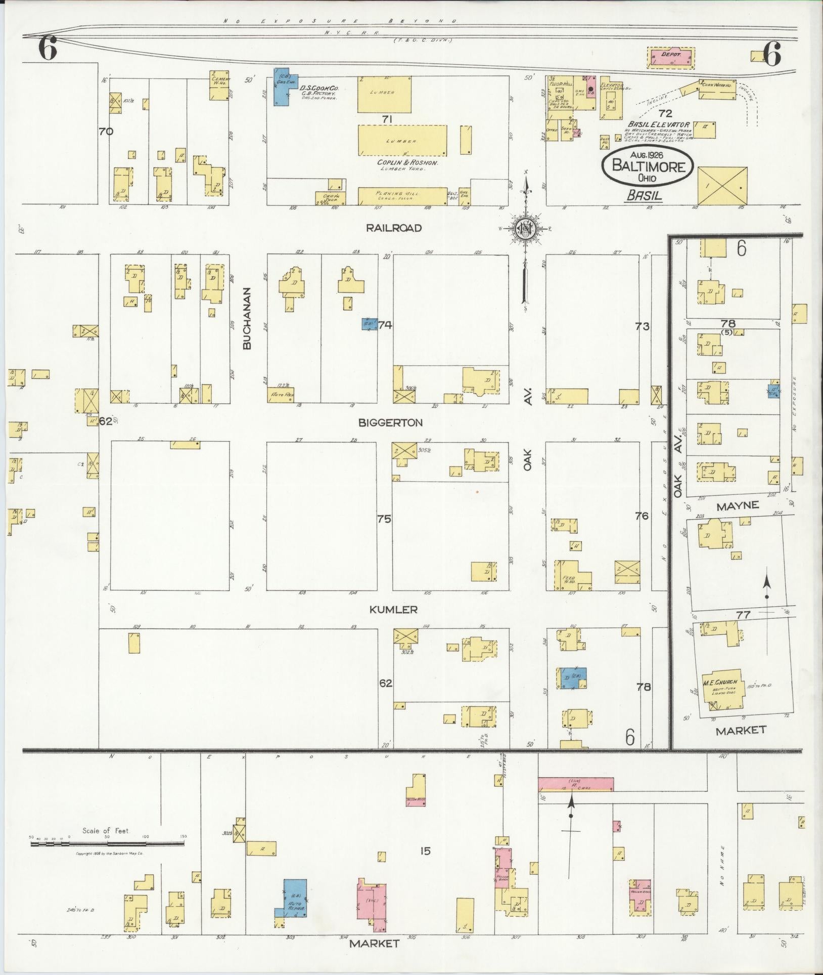 Sanborn Fire Insurance Map from Baltimore, Fairfield County, Ohio (1926), Sheet #0006 - Historic Sanborn Fire Insurance Map Print, vintage old map wall art, antique decor, genealogy gift, Ohio Ohio map
