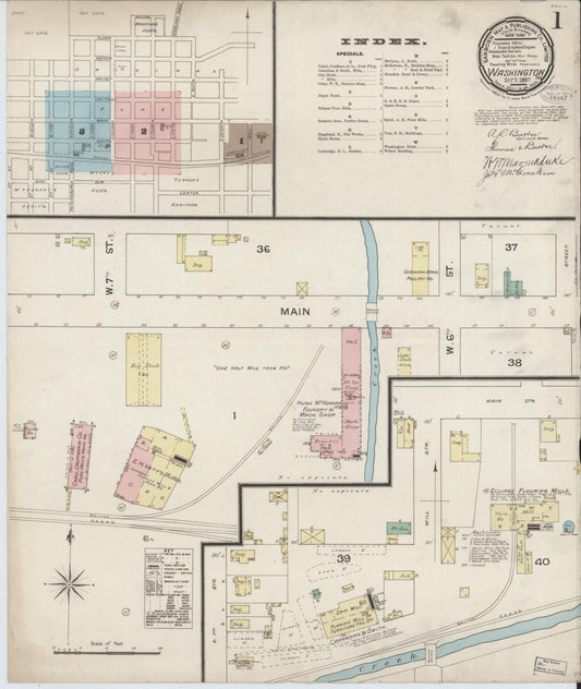 Sanborn Fire Insurance Map from Washington, Daviess County, Indiana (1887), Sheet #0001 - Complete Map Set gallery image, historic Sanborn map, vintage wall art, Washington Washington