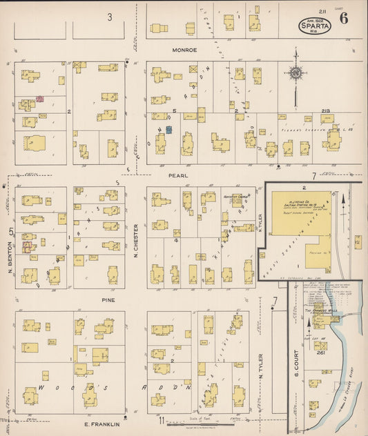 Sanborn Fire Insurance Map from Sparta, Monroe County, Wisconsin (1922), Sheet #0006 - Historic Sanborn Fire Insurance Map Print, vintage old map wall art, antique decor, genealogy gift, Wisconsin Wisconsin map
