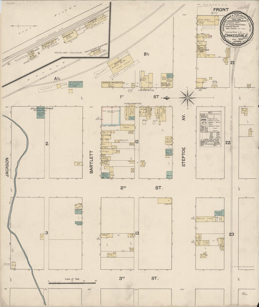 Sanborn Fire Insurance Map from Oakesdale, Whitman County, Washington (1889), Sheet #0001 - Historic Sanborn Fire Insurance Map Print, vintage old map wall art, antique decor, genealogy gift, Washington Washington map