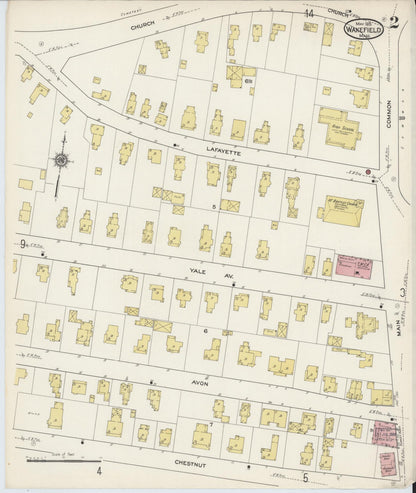 Sanborn Fire Insurance Map from Wakefield, Middlesex County, Massachusetts (1915), Sheet #0002 - Complete Map Set gallery image, historic Sanborn map, vintage wall art, Massachusetts Massachusetts