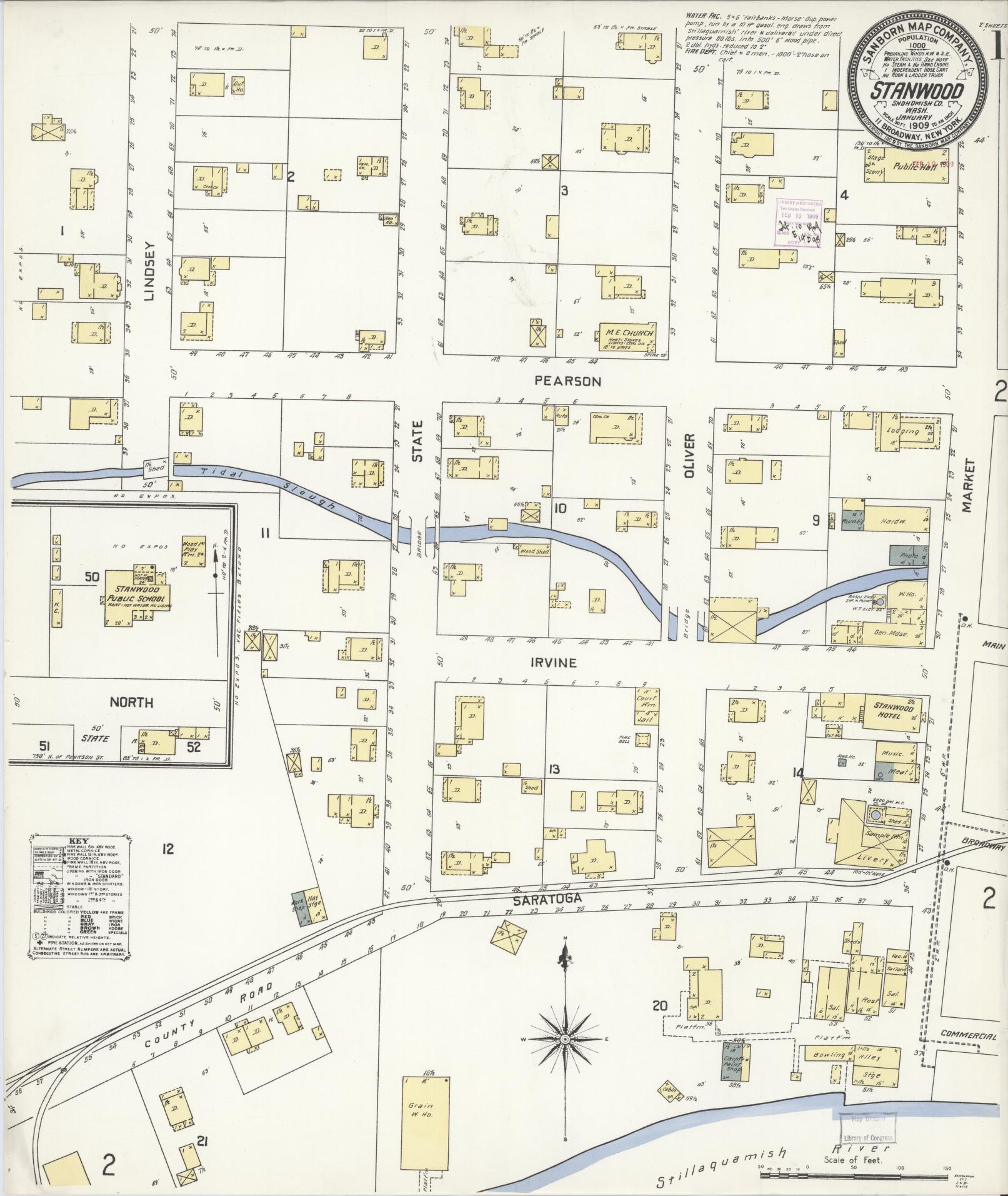 Sanborn Fire Insurance Map from Stanwood, Snohomish County, Washington (1909), Sheet #0001 - Complete Map Set gallery image, historic Sanborn map, vintage wall art, Washington Washington