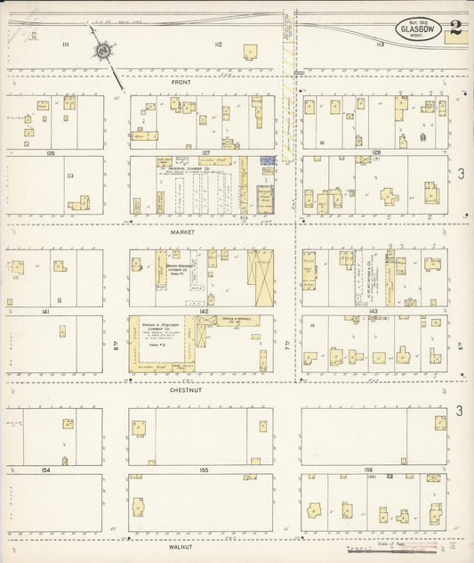 Sanborn Fire Insurance Map from Glasgow, Valley County, Montana (1910), Sheet #0002 - Historic Sanborn Fire Insurance Map Print, vintage old map wall art, antique decor, genealogy gift, Montana Montana map