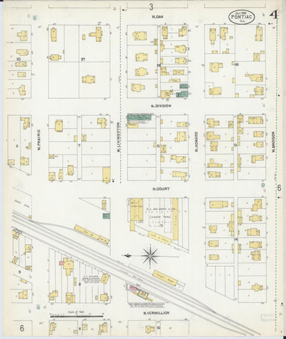 Sanborn Fire Insurance Map from Pontiac, Livingston County, Illinois (1903), Sheet #0004 - Complete Map Set gallery image, historic Sanborn map, vintage wall art, Illinois Illinois