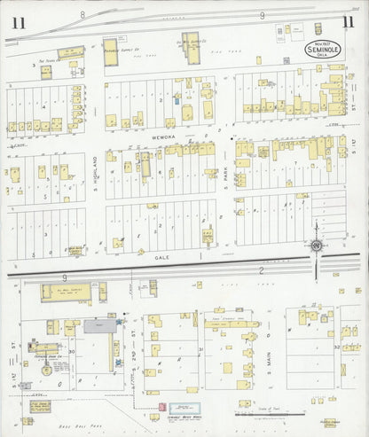 Sanborn Fire Insurance Map from Seminole, Seminole County, Oklahoma (1927), Sheet #0011 - Complete Map Set gallery image, historic Sanborn map, vintage wall art, Oklahoma Oklahoma
