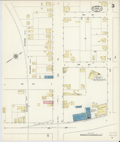 Sanborn Fire Insurance Map from Florala, Covington County, Alabama (1913), Sheet #0003 - Complete Map Set gallery image, historic Sanborn map, vintage wall art, Alabama Alabama