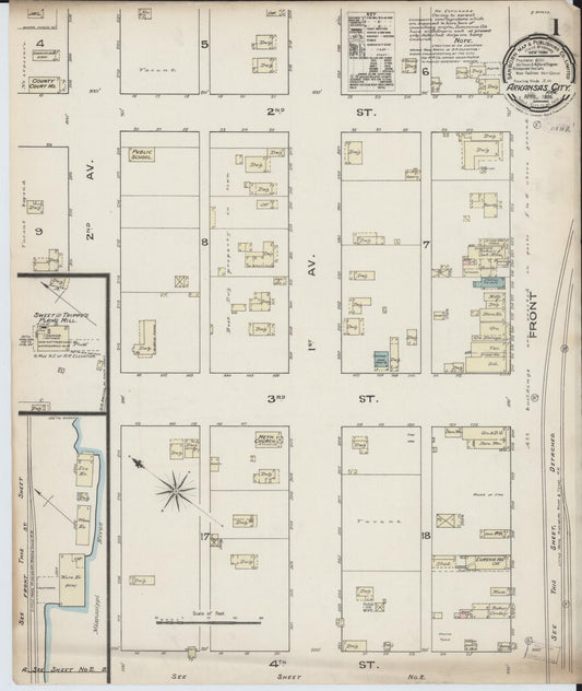 Sanborn Fire Insurance Map from Arkansas City, Desha County, Arkansas (1886), Sheet #0001 - Complete Map Set gallery image, historic Sanborn map, vintage wall art, Arkansas Arkansas