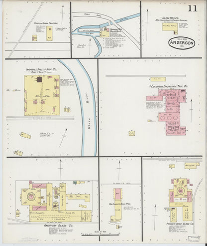 Sanborn Fire Insurance Map from Anderson, Madison County, Indiana (1890), Sheet #0011 - Complete Map Set gallery image, historic Sanborn map, vintage wall art, Indiana Indiana