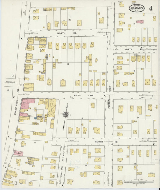 Sanborn Fire Insurance Map from Great Neck, Nassau County, New York (1919), Sheet #0004 - Historic Sanborn Fire Insurance Map Print, vintage old map wall art, antique decor, genealogy gift, New York New York map