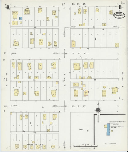 Sanborn Fire Insurance Map from Pawnee, Pawnee County, Oklahoma (1924), Sheet #0008 - Complete Map Set gallery image, historic Sanborn map, vintage wall art, Oklahoma Oklahoma