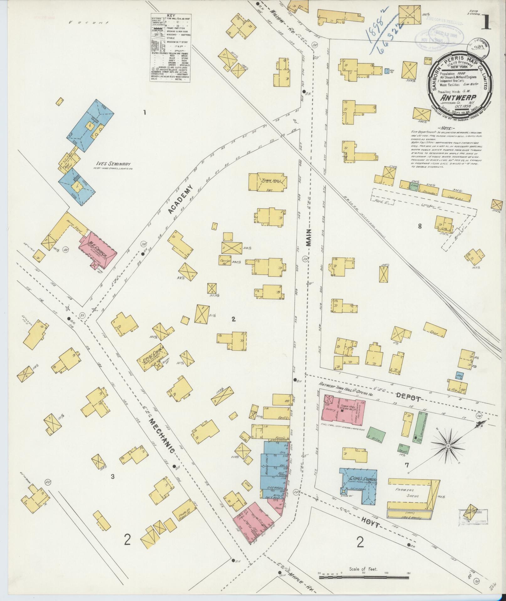 Sanborn Fire Insurance Map from Antwerp, Jefferson County, New York. (1898) – Historic Sanborn Fire Insurance Map Print