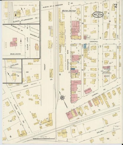 Sanborn Fire Insurance Map from Milton, Rock County, Wisconsin (1917), Sheet #0002 - Complete Map Set gallery image, historic Sanborn map, vintage wall art, Wisconsin Wisconsin