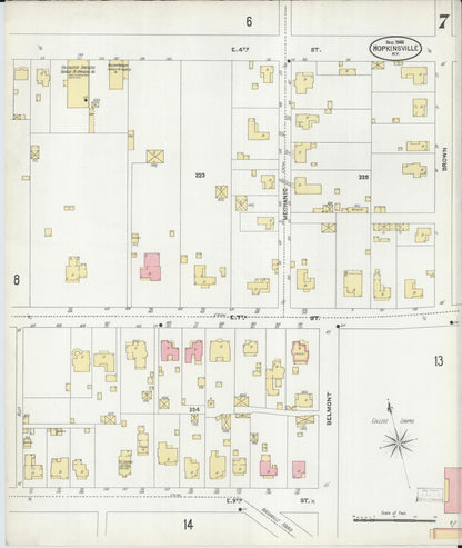 Sanborn Fire Insurance Map from Hopkinsville, Christian County, Kentucky (1906), Sheet #0007 - Complete Map Set gallery image, historic Sanborn map, vintage wall art, Kentucky Kentucky