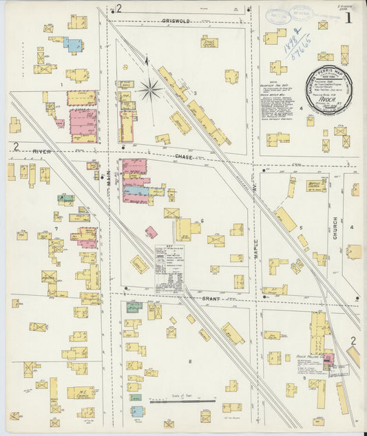 Sanborn Fire Insurance Map from Avoca, Steuben County, New York (1898), Sheet #0001 - Historic Sanborn Fire Insurance Map Print, vintage old map wall art, antique decor, genealogy gift, New York New York map