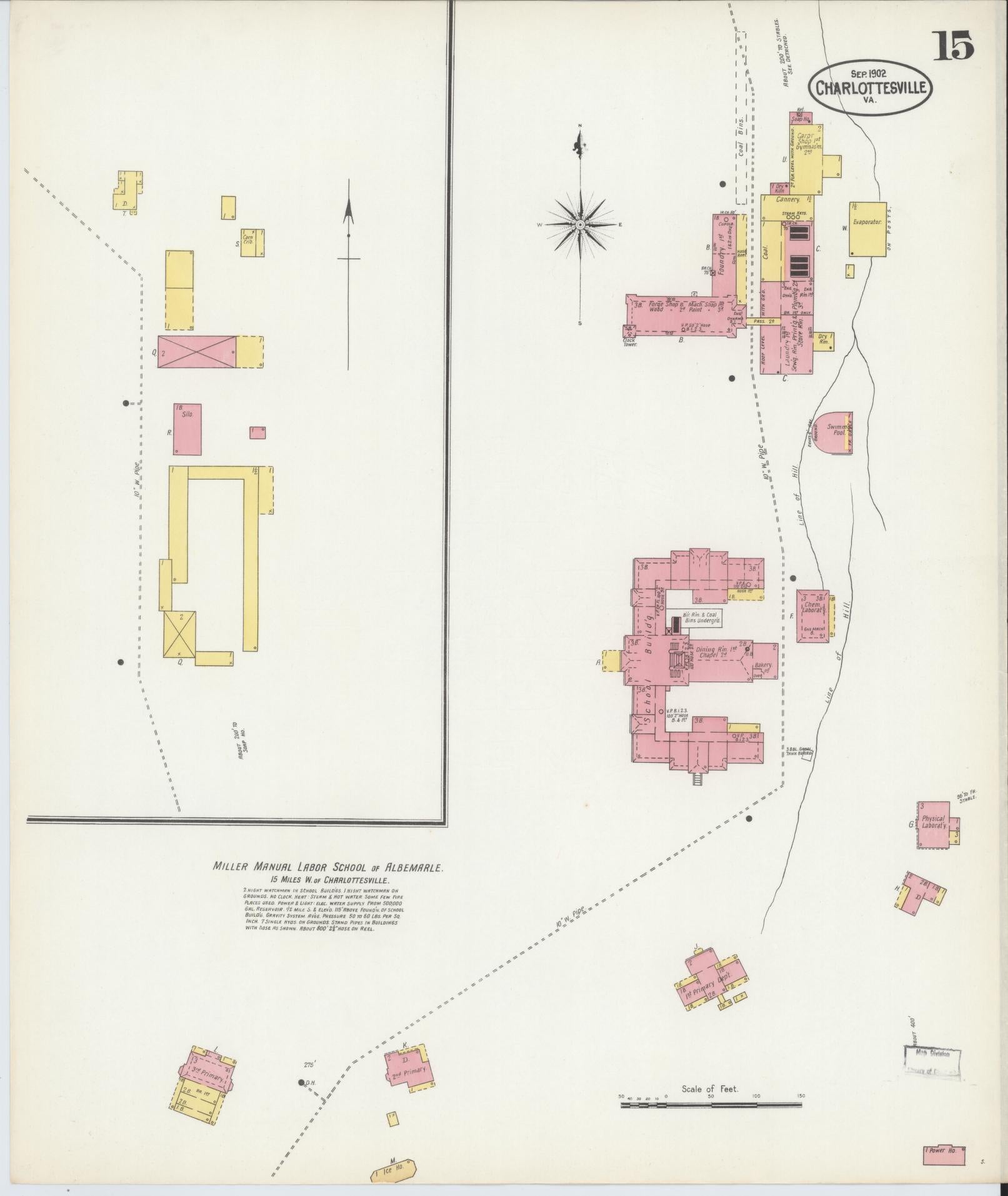 Sanborn Fire Insurance Map from Charlottesville, Independent Cities, Virginia (1902), Sheet #0015 - Complete Map Set gallery image, historic Sanborn map, vintage wall art, Virginia Virginia