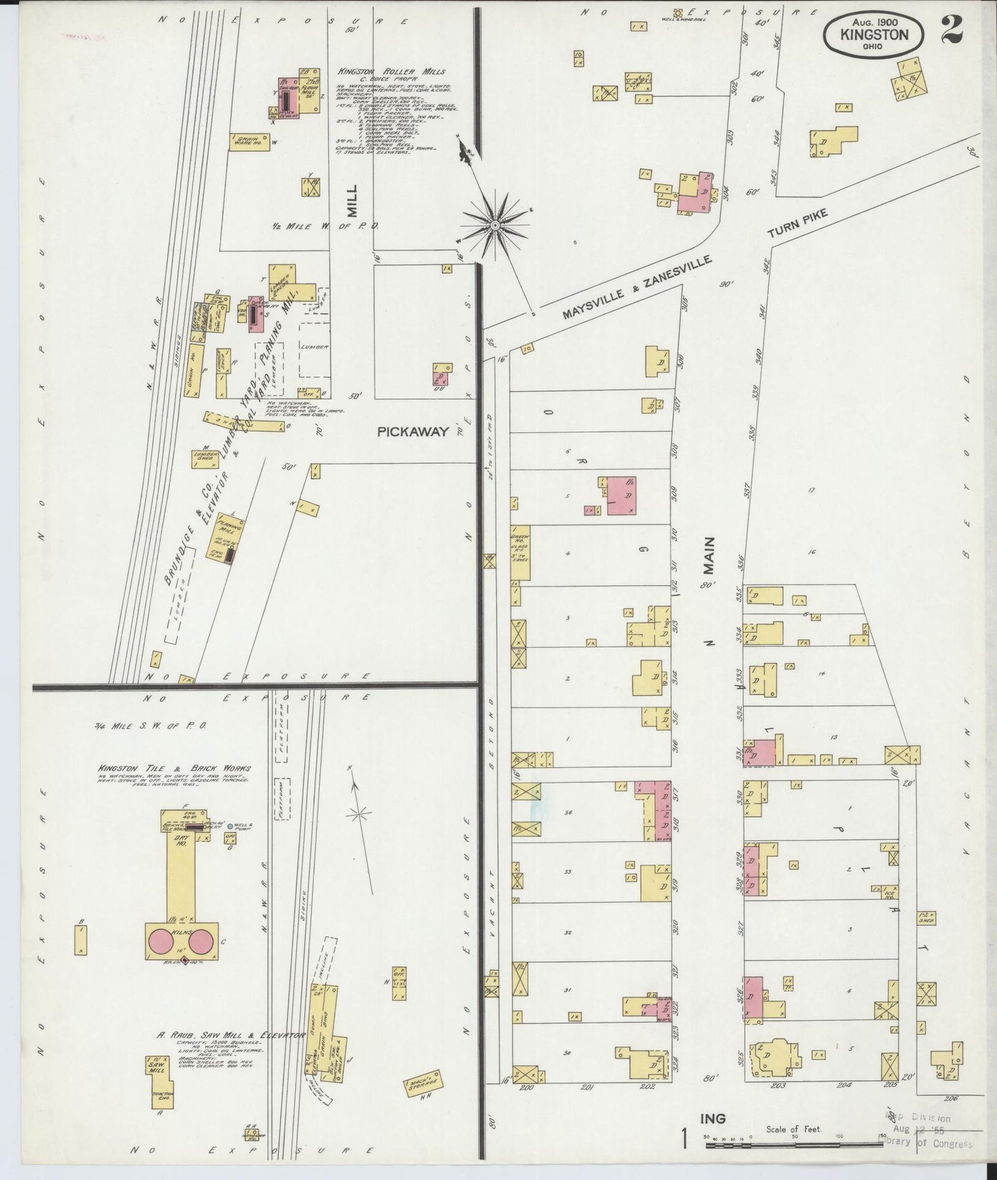 Sanborn Fire Insurance Map from Kingston, Ross County, Ohio (1900), Sheet #0002 - Historic Sanborn Fire Insurance Map Print, vintage old map wall art, antique decor, genealogy gift, Ohio Ohio map