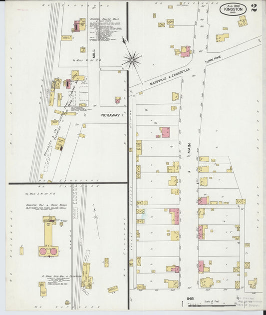 Sanborn Fire Insurance Map from Kingston, Ross County, Ohio (1900), Sheet #0002 - Historic Sanborn Fire Insurance Map Print, vintage old map wall art, antique decor, genealogy gift, Ohio Ohio map