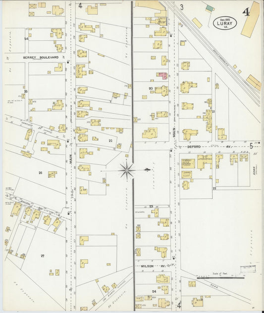 Sanborn Fire Insurance Map from Luray, Page County, Virginia (1902), Sheet #0004 - Historic Sanborn Fire Insurance Map Print, vintage old map wall art, antique decor, genealogy gift, Virginia Virginia map