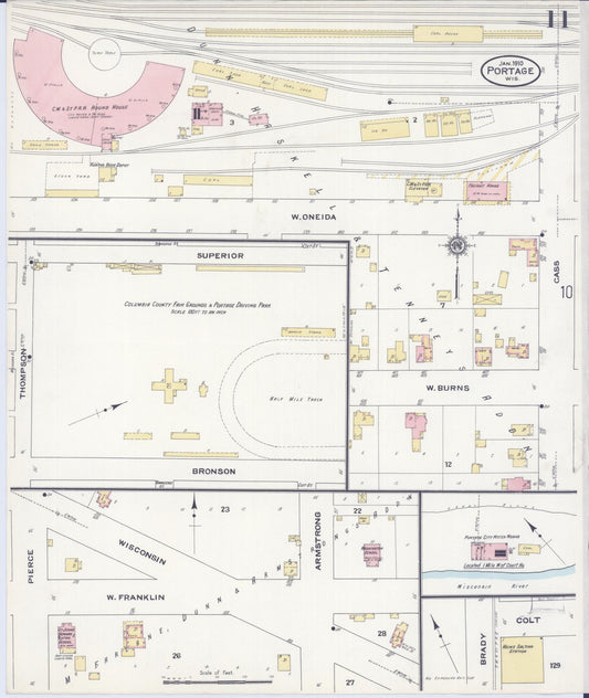 Sanborn Fire Insurance Map from Portage, Columbia County, Wisconsin (1910), Sheet #0011 - Historic Sanborn Fire Insurance Map Print, vintage old map wall art, antique decor, genealogy gift, Wisconsin Wisconsin map