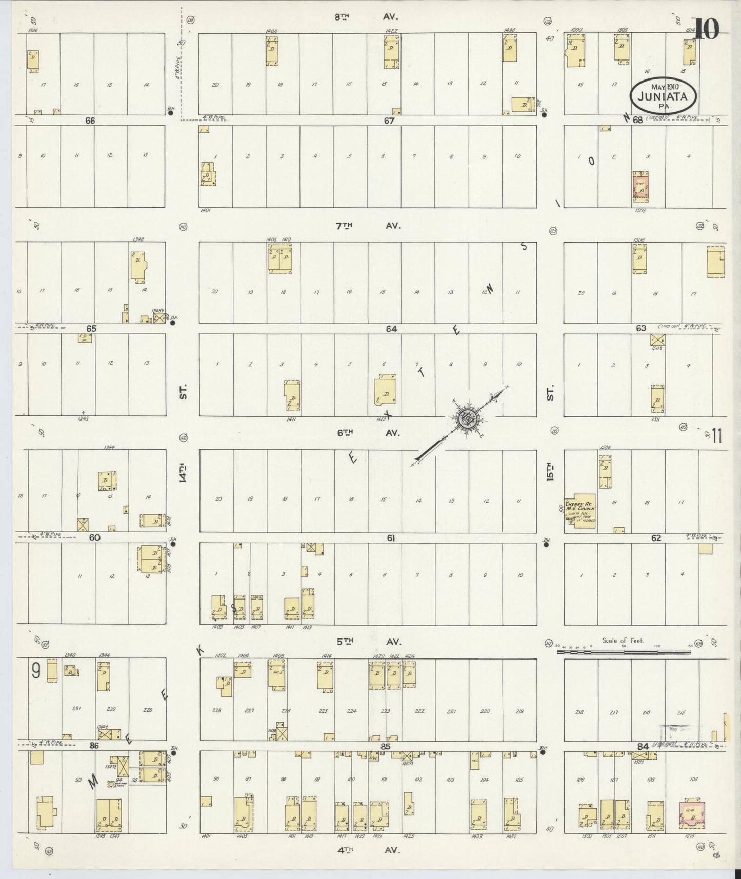 Sanborn Fire Insurance Map from Juniata, Blair County, Pennsylvania (1910), Sheet #0010 - Complete Map Set gallery image, historic Sanborn map, vintage wall art, Pennsylvania Pennsylvania