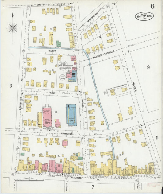Sanborn Fire Insurance Map from White Plains, Westchester County, New York (1900), Sheet #0006 - Historic Sanborn Fire Insurance Map Print, vintage old map wall art, antique decor, genealogy gift, New York New York map